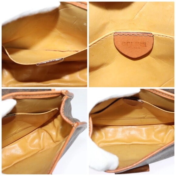 CELINE Macadam Canvas Shoulder Bag PVC Leather Brown Gold Auth 121435 - Picture 15 of 16